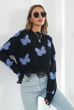 POSHOOT AUTUMN OUTFITS     Printed Round Neck Ribbed Long Sleeve Sweater