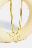 Poshoot  Stainless Steel 18K Gold Pleated Triple Layer Necklace