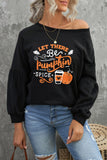 Back to school  Round Neck Long Sleeve LET THERE BE PUMPKIN SPICE Graphic Sweatshirt