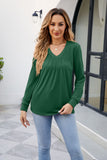 POSHOOT AUTUMN OUTFITS     V-Neck Ruched Long Sleeve Blouse