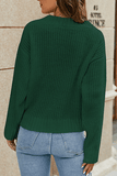 POSHOOT  AUTUMN OUTFITS    Surplice Neck Long Sleeve Sweater