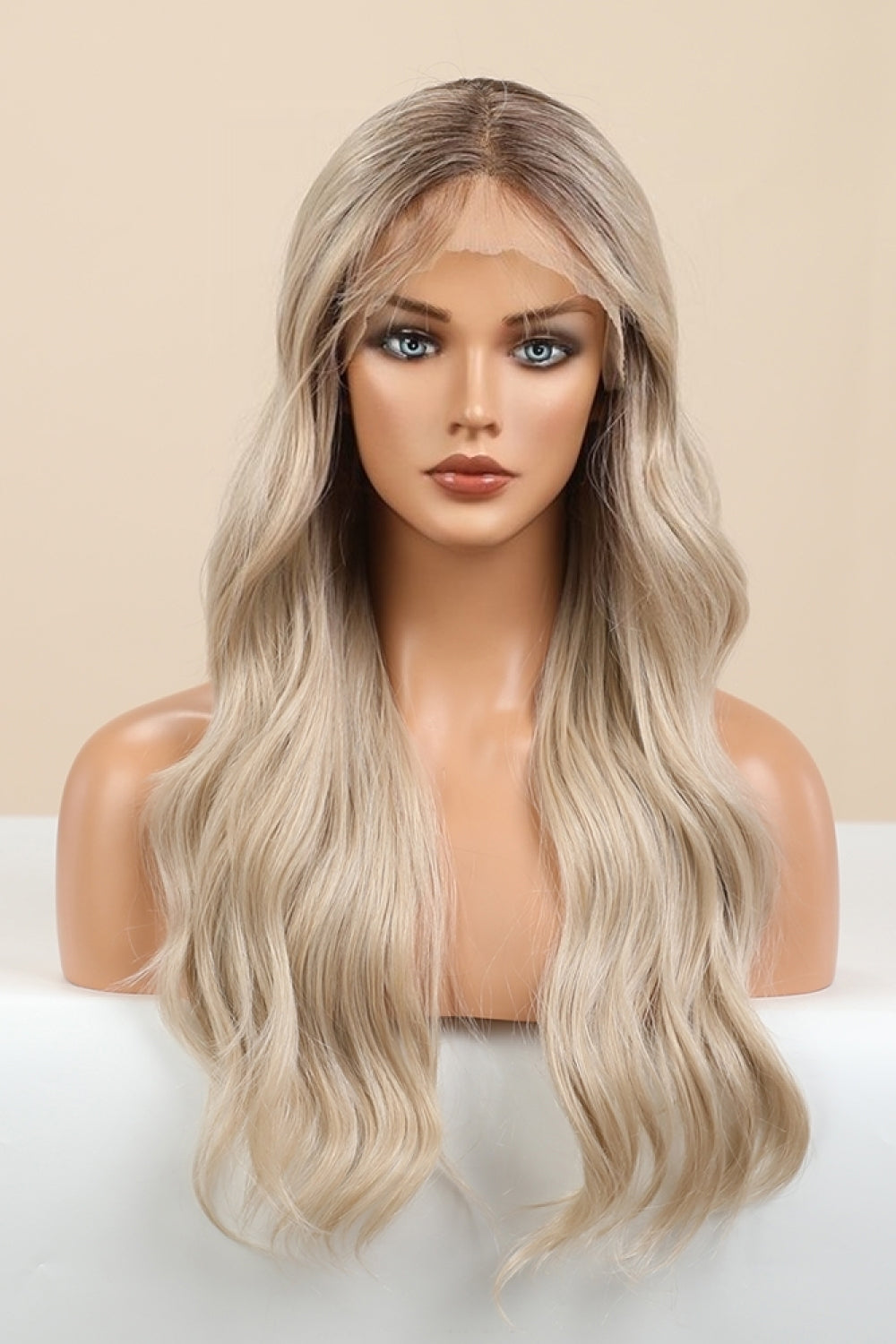 Poshoot   13*2" Wave Lace Front Synthetic Wigs in Gold 26" Long 150% Density