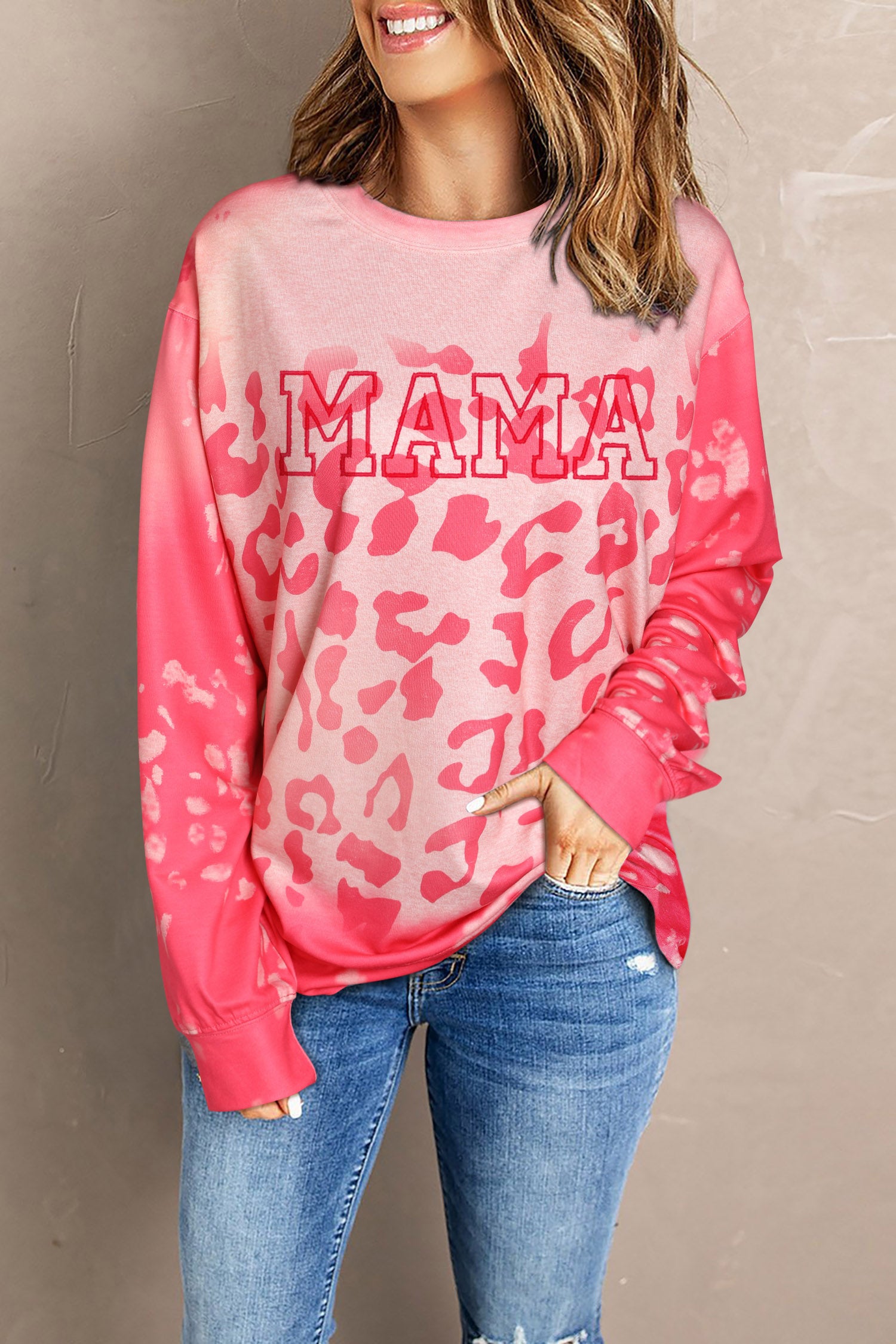 POSHOOT  fall outfits    Round Neck Dropped Shoulder Printed MAMA Graphic Sweatshirt