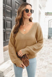 Back to school Ribbed Scoop Neck Long Sleeve Pullover Sweater