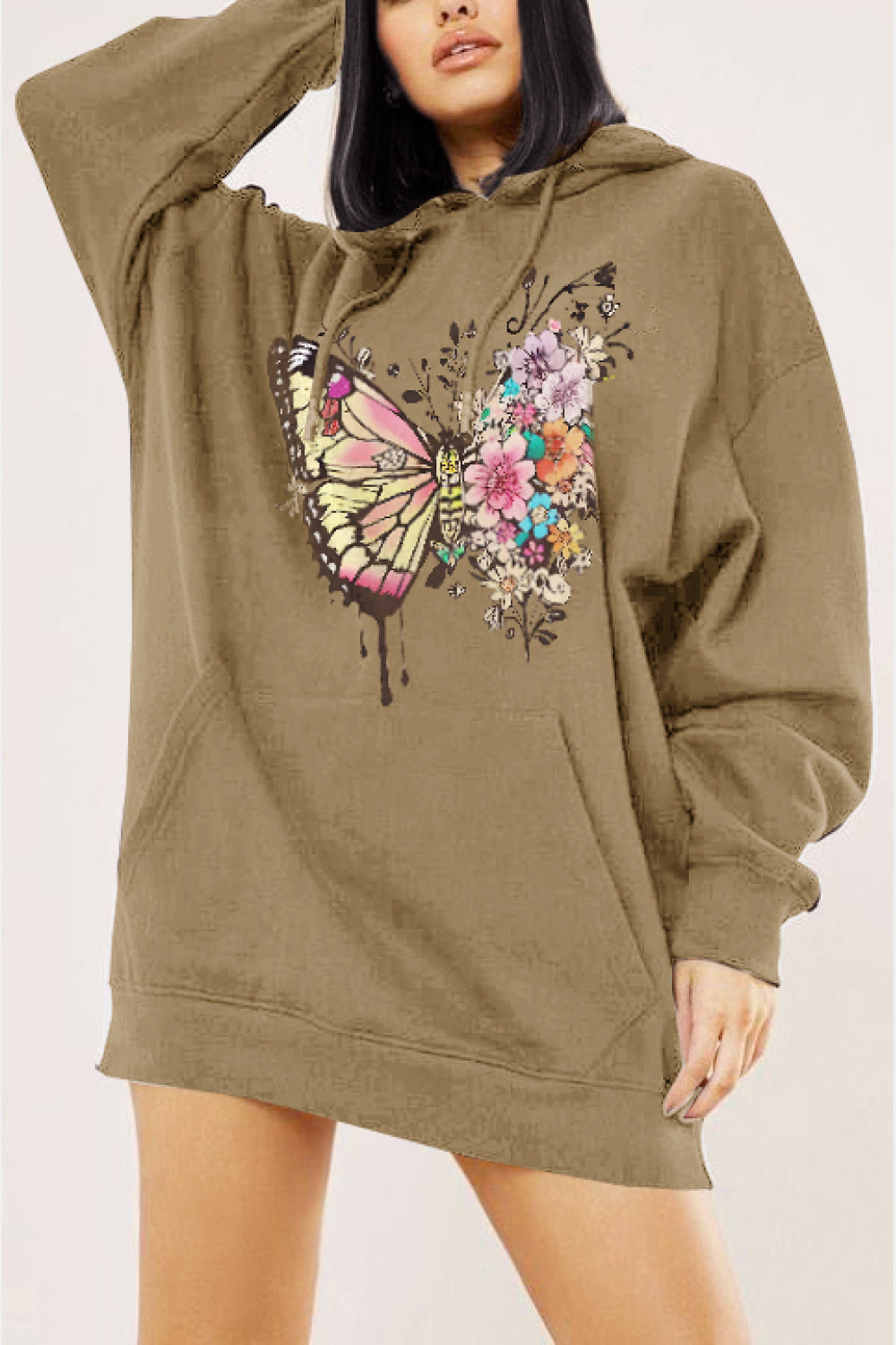 POSHOOT AUTUMN OUTFITS      Full Size Butterfly Graphic Dropped Shoulder Hoodie