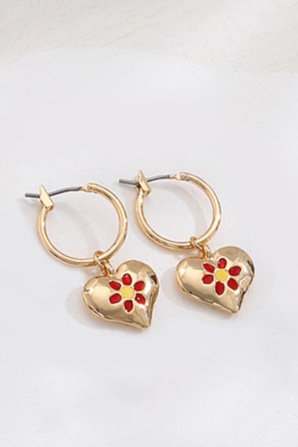 Poshoot  Contrast Copper Heart Drop Earrings