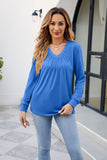 POSHOOT AUTUMN OUTFITS     V-Neck Ruched Long Sleeve Blouse