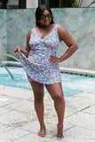 Poshoot  Marina West Swim Full Size Clear Waters Swim Dress in Rose Sky