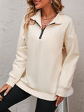 POSHOOT AUTUMN OUTFITS   Zip-Up Dropped Shoulder Sweatshirt