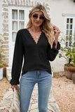 BACK TO COLLEGE   Eyelet Lace Trim Flounce Sleeve Blouse