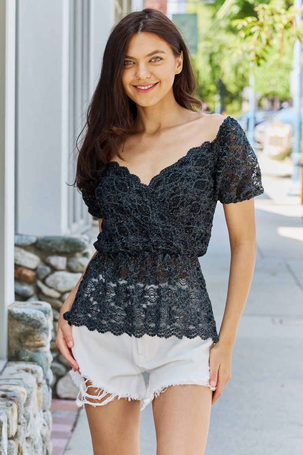 BACK TO COLLEGE    Show Stopper Glittler Peplum Top