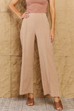 BACK TO SCHOOL    Pretty Pleased High Waist Pintuck Straight Leg Pants in Camel
