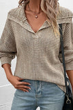 Back to school  Heathered Horizontal-Ribbing Pullover Sweater