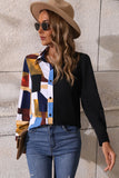 POSHOOT  fall outfits    Contrast Printed Long Sleeve Collared Neck Shirt