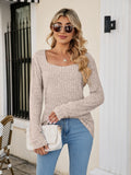 POSHOOT AUTUMN OUTFITS     Square Neck Ribbed Long Sleeve T-Shirt