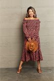 POSHOOT AUTUMN OUTFITS    Off-Shoulder Long Sleeve Midi Dress