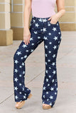 Back To School Judy Blue Janelle Full Size High Waist Star Print Flare Jeans