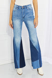 BACK TO COLLEGE    Vibrant Sienna Full Size Color Block Flare Jeans