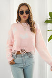POSHOOT AUTUMN OUTFITS     Printed Round Neck Ribbed Long Sleeve Sweater