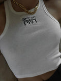 POSHOOT Beyouare Rib Knit Women Sexy Tank Croptops 2022 Summer O Neck Sleeveless Solid Embroidery Slim Skinny Stretch Basic Casual Vests