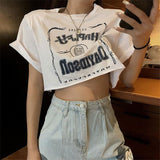 Summer Female Tee Fashion Girl 2021 Crop Top T-Shirt Women Loose Casual Large Size Short Sleeve Street T-Shirt Tops Streetwear