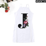 Poshoot 2023 Vintage Letter Of The Alphabet Print Harajuku Aesthetic Clothes Woman Dress  Tight Summer Dress Robe Femme