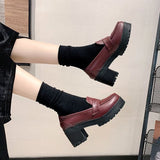 POSHOOT Loafers Shoes Harajuku Lolita Shoes On Heels Japanese High School Student Girly Girl Platform Shoes JK Uniform Women's Shoes