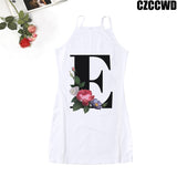 Poshoot 2023 Vintage Letter Of The Alphabet Print Harajuku Aesthetic Clothes Woman Dress  Tight Summer Dress Robe Femme