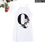 Poshoot 2023 Vintage Letter Of The Alphabet Print Harajuku Aesthetic Clothes Woman Dress  Tight Summer Dress Robe Femme