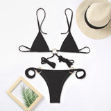 Poshoot   Bandage Bikini 2023 Print Biquini Women Bathing Suits Hollow Out Swimsuit String Micro Bikini Set Ring Swimwear