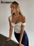 POSHOOT Satin Corset Tube Crop Tops Women Strapless Tank Backless Slim Skinny Solid Vintage Elegant Female Vest Top 2022 Autumn