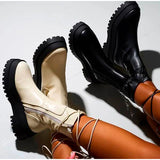 POSHOOT Women Ankle Boots Fashion Zipper Shoes Plafrom Fashion PU Plus Size Footwear Female Fashion Comfot Botas 2022 New Autumn Shoes