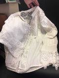 Blouse White Cotton Lace Floral Embroidery Women's Shirt Loose  Style V-Neck Long Sleeve Tunic  Tops