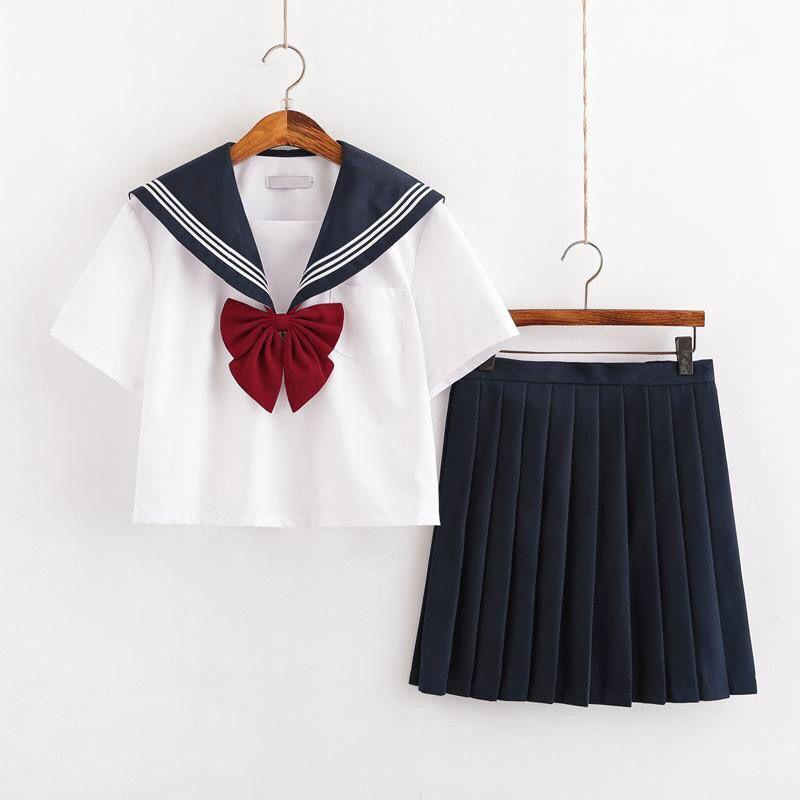 POSHOOT Japanese Style S-2Xl Student Girls School Uniforms Girls Navy Costume Women Sexy Navy JK Suit Sailor Blouse Pleated Skirt
