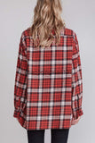 Poshoot 100% Cotton 2022 Autumn New York Rock Design Red And Black Plaid Flannel Big Pocket Collage Long Shirt