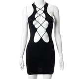 Poshoot Sexy Hollow Out Bandage Dress Nightclub Sleeveless Skinny Fitness Bodycon Stretch 2022 Trend Birthday Party Outfits