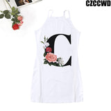 Poshoot 2023 Vintage Letter Of The Alphabet Print Harajuku Aesthetic Clothes Woman Dress  Tight Summer Dress Robe Femme