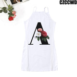 Poshoot 2023 Vintage Letter Of The Alphabet Print Harajuku Aesthetic Clothes Woman Dress  Tight Summer Dress Robe Femme