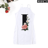 Poshoot 2023 Vintage Letter Of The Alphabet Print Harajuku Aesthetic Clothes Woman Dress  Tight Summer Dress Robe Femme