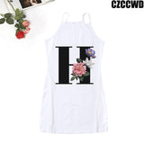 Poshoot 2023 Vintage Letter Of The Alphabet Print Harajuku Aesthetic Clothes Woman Dress  Tight Summer Dress Robe Femme