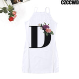 Poshoot 2023 Vintage Letter Of The Alphabet Print Harajuku Aesthetic Clothes Woman Dress  Tight Summer Dress Robe Femme