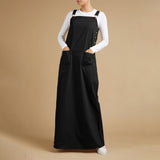 POSHOOT Casual Baggy Overall Maxi Long Plain Dress Women Stylish Sleeveless Square Neck Sundress Vintage Strap Suspenders Vestido