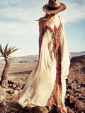 Summer Dresses Strapless Floral Embroidery Sexy White Maxi Dress Long Women Dresses Hippie Chic Vestido Robes