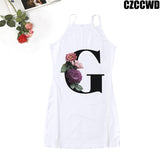 Poshoot 2023 Vintage Letter Of The Alphabet Print Harajuku Aesthetic Clothes Woman Dress  Tight Summer Dress Robe Femme