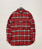 Poshoot 100% Cotton 2022 Autumn New York Rock Design Red And Black Plaid Flannel Big Pocket Collage Long Shirt