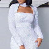 Poshoot-Elegant Evening White Dress Long For Women Party Club Hollow Turtleneck 2024 Spring New Bodycon Maxi Dresses Wedding Formal