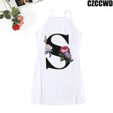 Poshoot 2023 Vintage Letter Of The Alphabet Print Harajuku Aesthetic Clothes Woman Dress  Tight Summer Dress Robe Femme