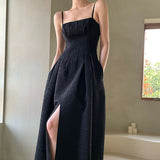 POSHOOT 2022 Summer Elegant Black Dress Women Sleeveless Slim Strap Dress Evening Party For Females One Piece Dress Korean Office Lady