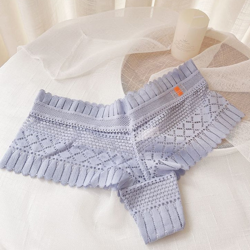 POSHOOT   Panties Women Lace Low-Waist Briefs Female Breathable Embroidery Underwear Transparent G String Underpant Lingerie