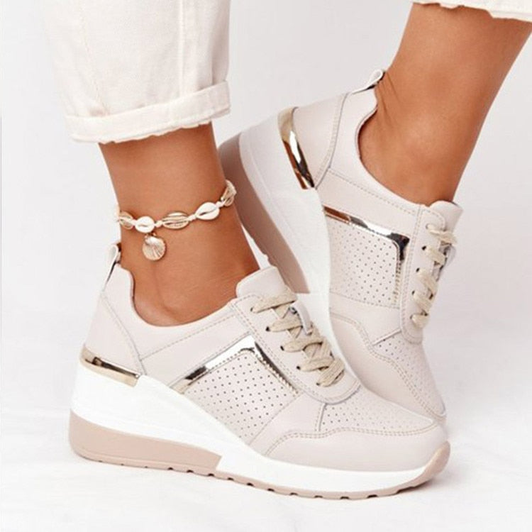 POSHOOT Brand Design 2022 New Women Casual Shoes Height Increasing Sport Wedge Shoes Air Cushion Comfortable Sneakers Zapatos De Mujer